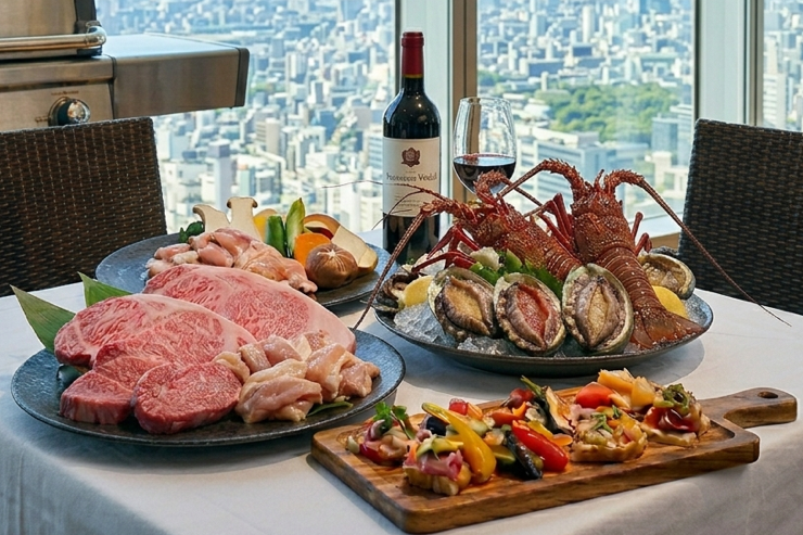 CARVINOのグリルで焼くステーキ